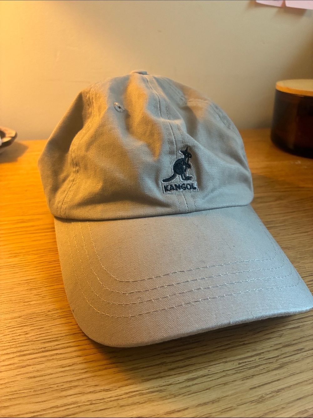 Kangol Men's Light Tan Baseball Cap with Embroidered Logo